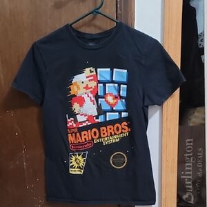 Nintendo Black Tee with Red, Blue & Orange Mario Graphic